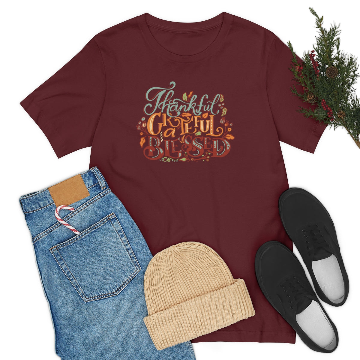 Thankful Grateful Blessed Unisex Jersey Short Sleeve Tee