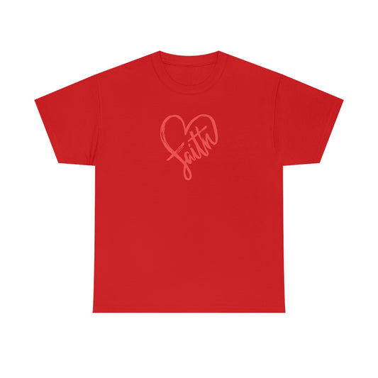 "Red Faith Heart" Unisex Heavy Cotton Tee