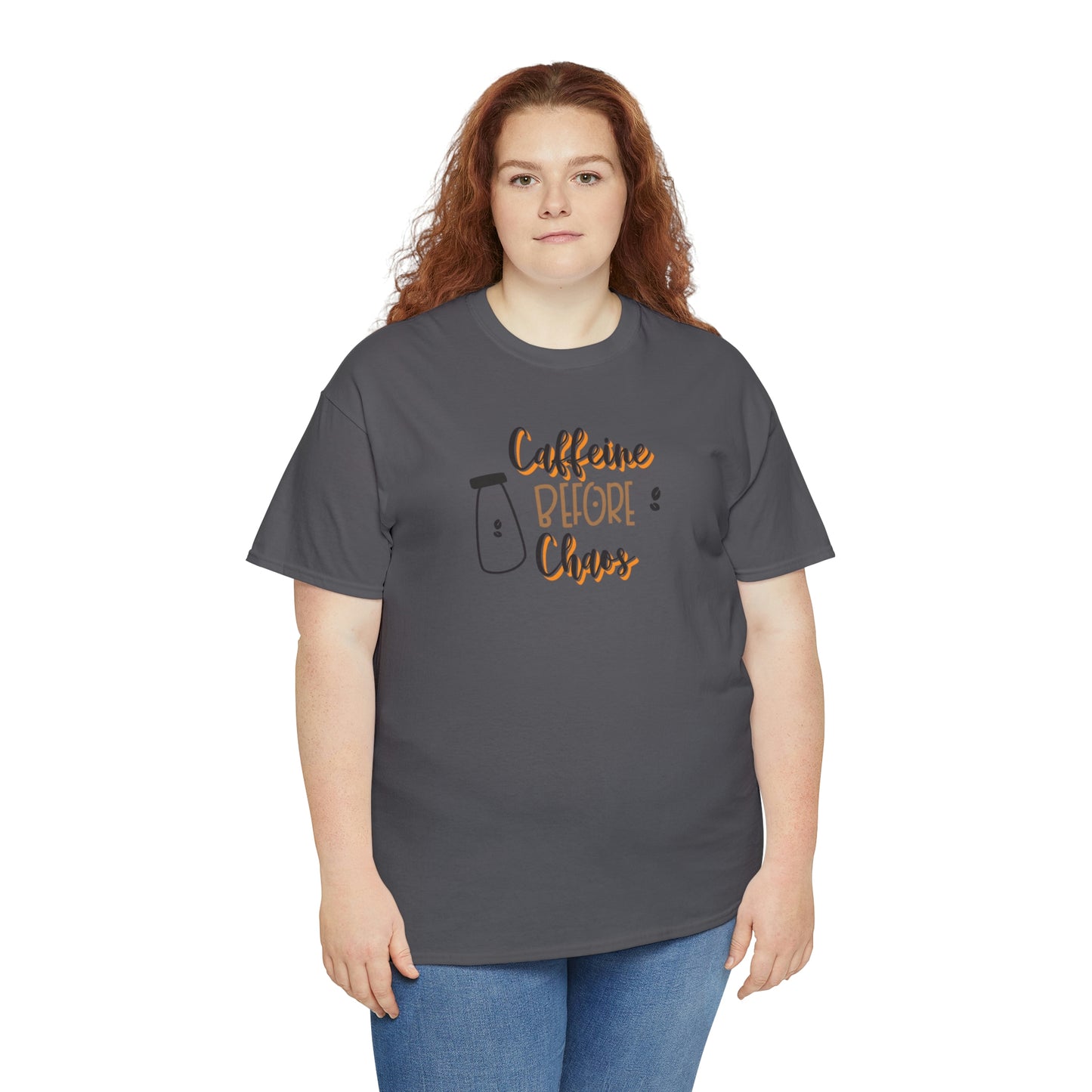 "Caffeine before Chaos" Unisex Heavy Cotton Tee