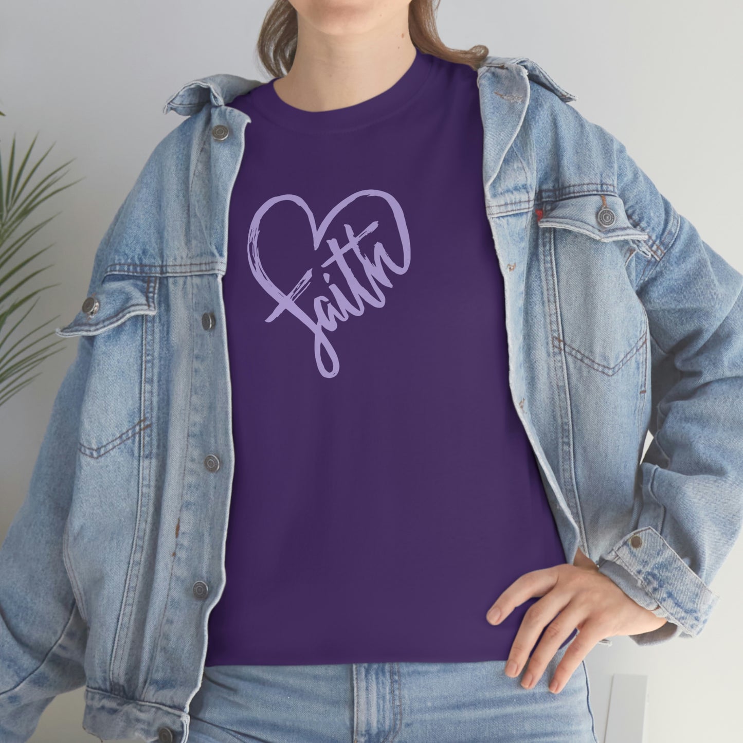 "Purple Faith Heart" Unisex Heavy Cotton Tee