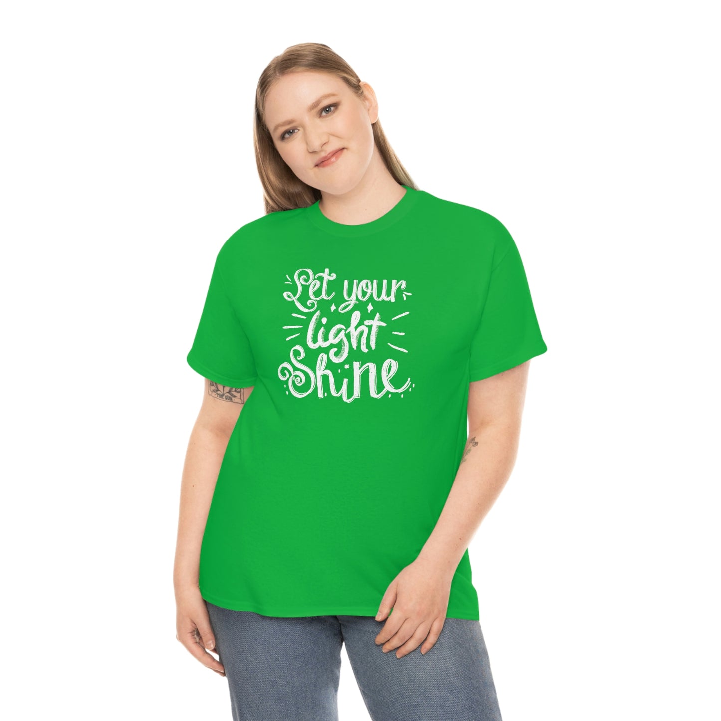 "Let Your Light Shine" (white font) Unisex Heavy Cotton Tee