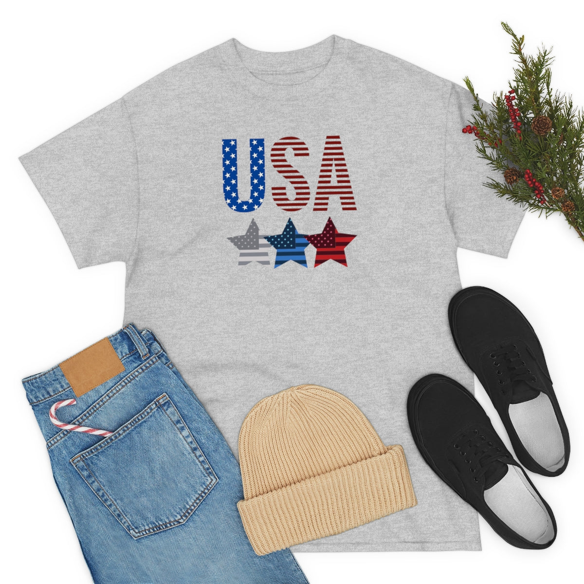 "USA Triple Stars" Unisex Heavy Cotton Tee