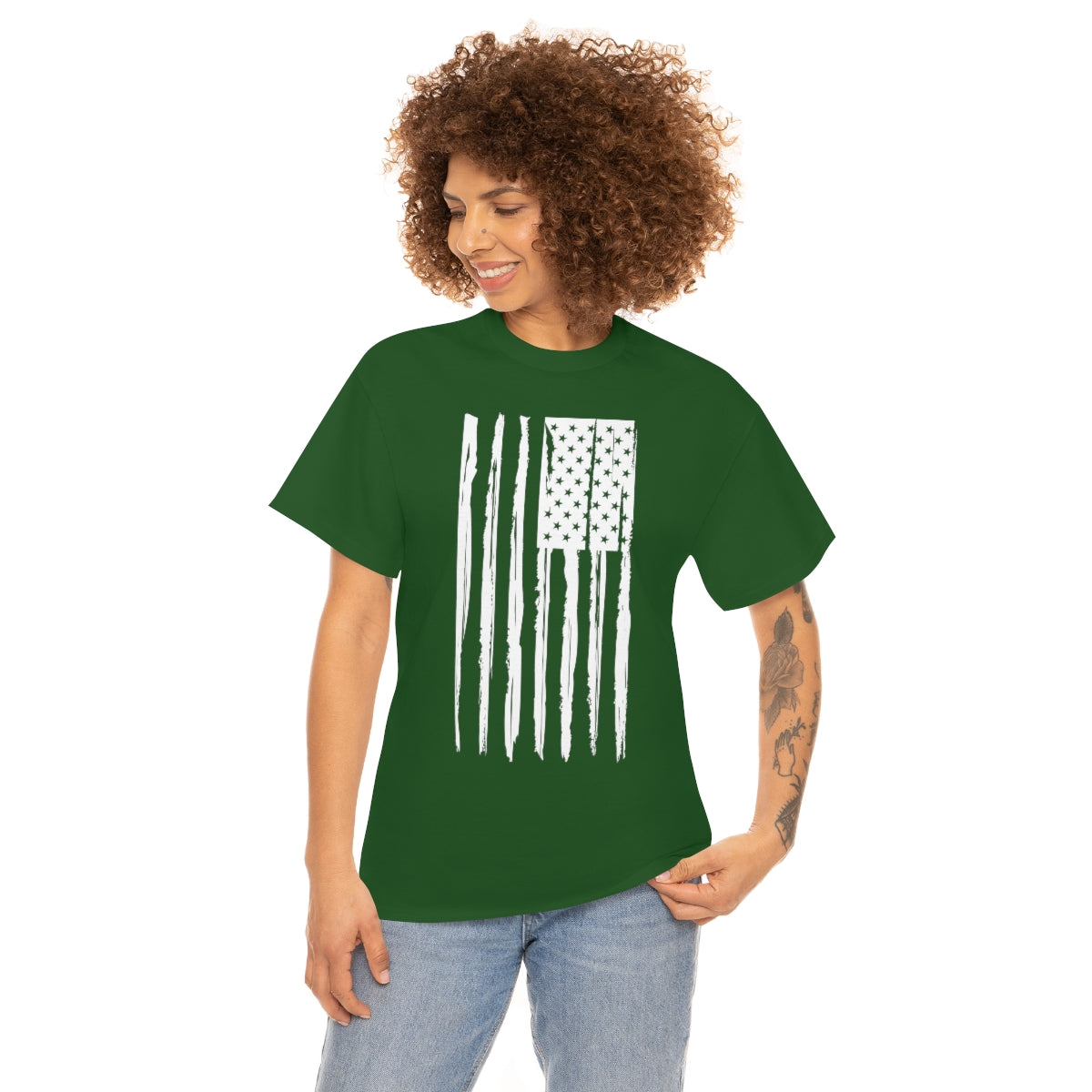 "White Vertical Flag" Unisex Heavy Cotton Tee