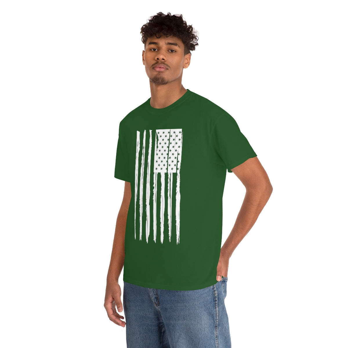 "White Vertical Flag" Unisex Heavy Cotton Tee