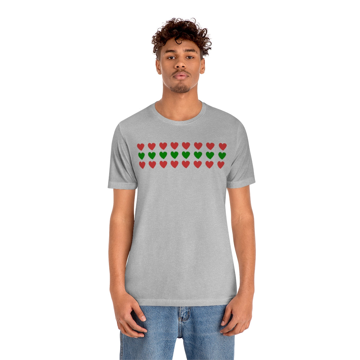 "Christmas Hearts" Unisex Jersey Short Sleeve Tee