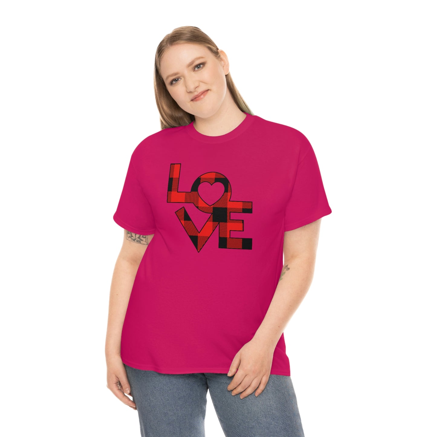 "Plaid LOVE" Unisex Heavy Cotton Tee