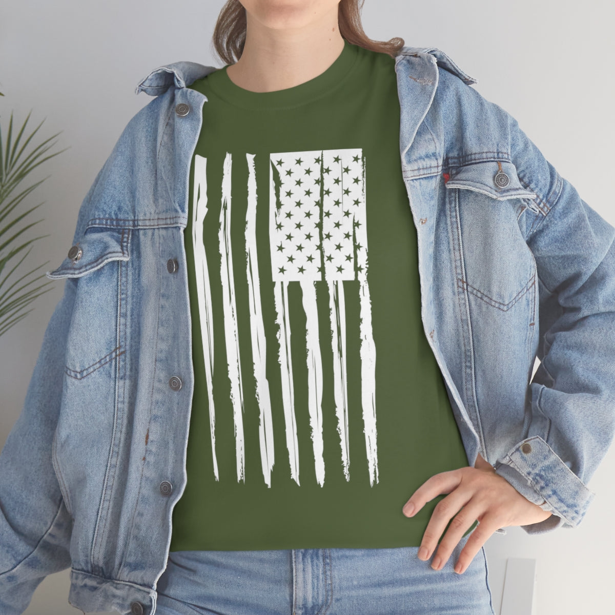 "White Vertical Flag" Unisex Heavy Cotton Tee
