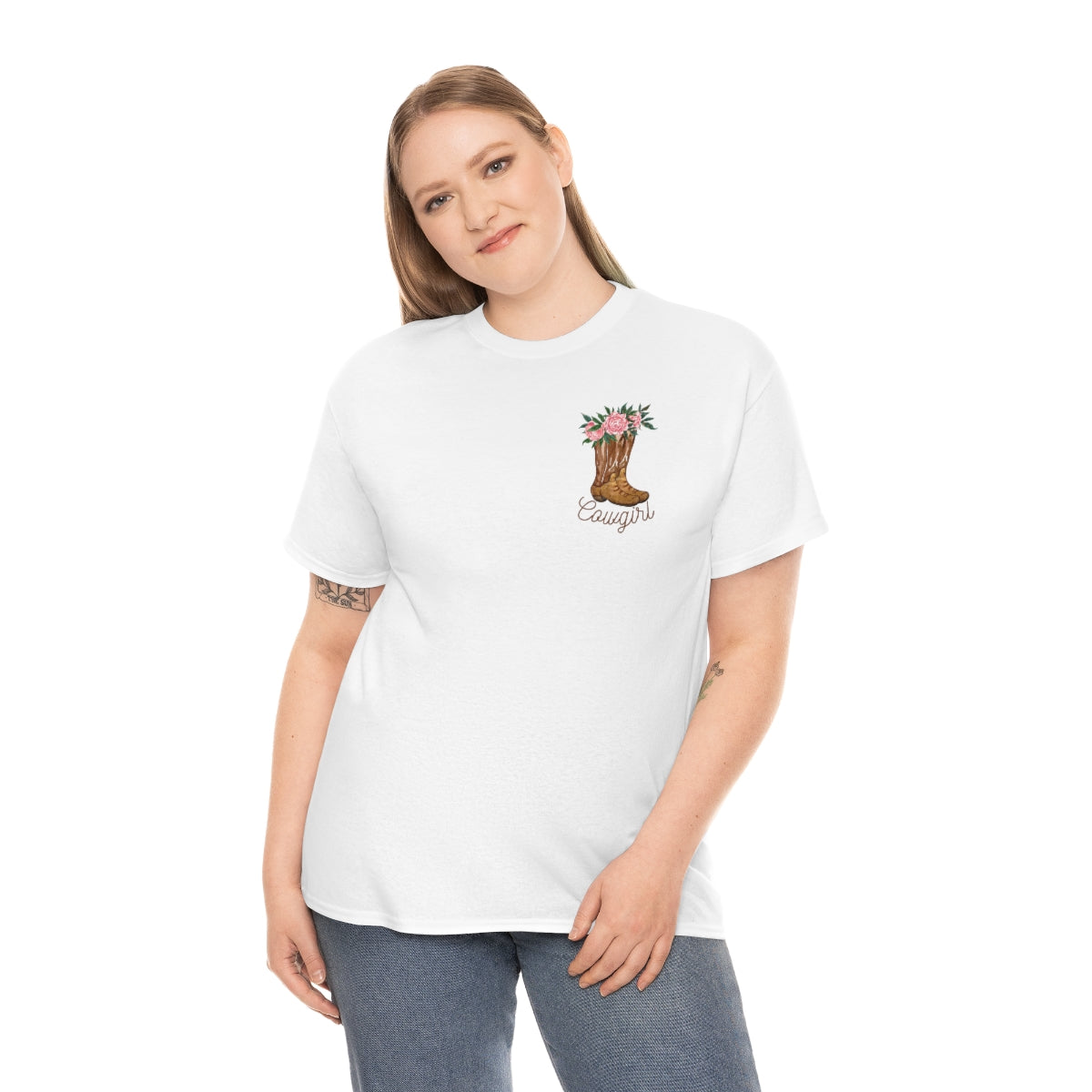 "Cowgirl/Herd That" Unisex Heavy Cotton Tee Front/Back Designs