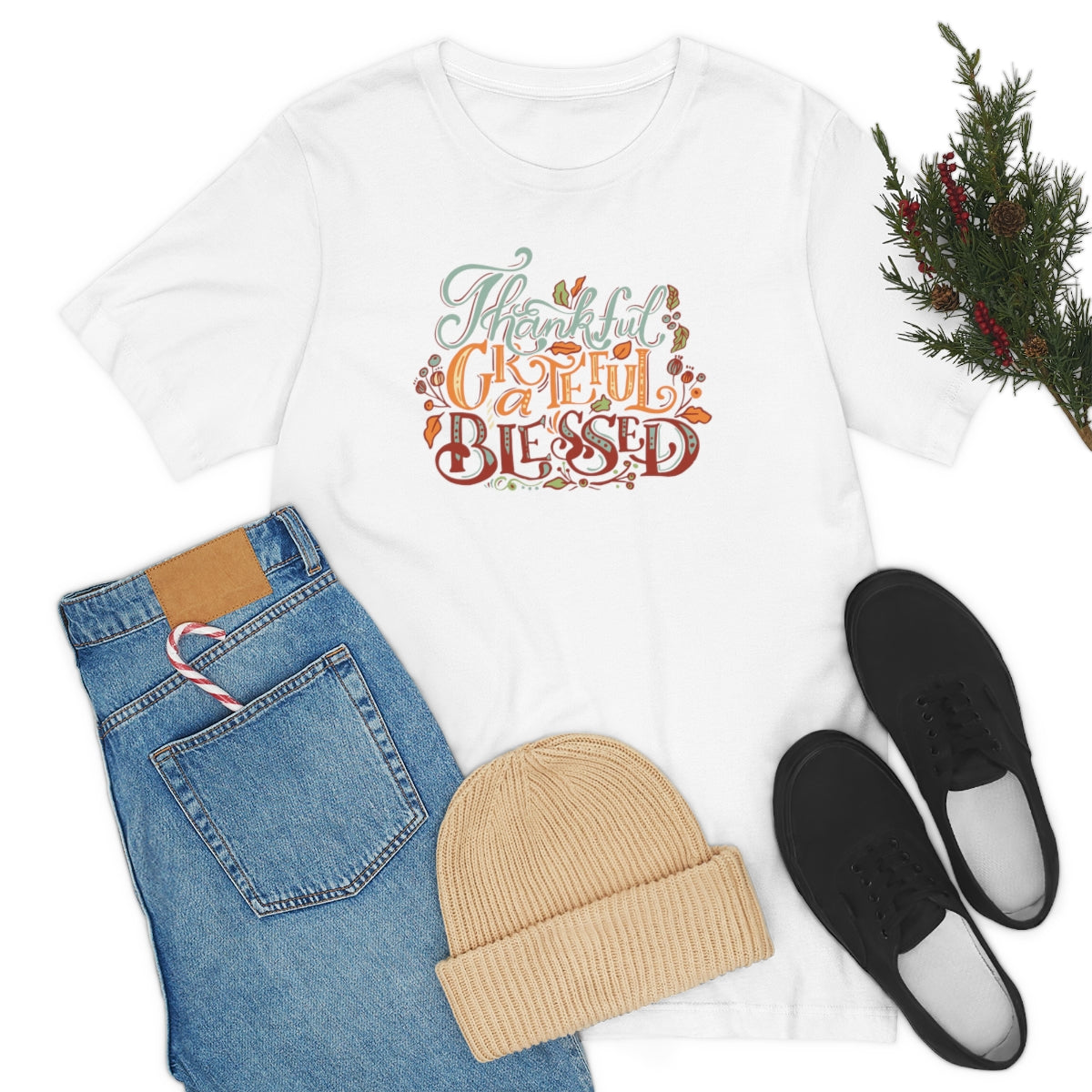 Thankful Grateful Blessed Unisex Jersey Short Sleeve Tee