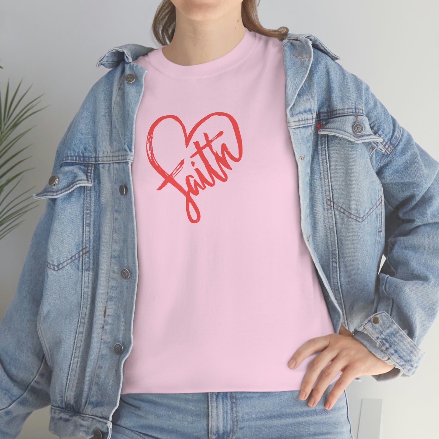 "Red Faith Heart" Unisex Heavy Cotton Tee