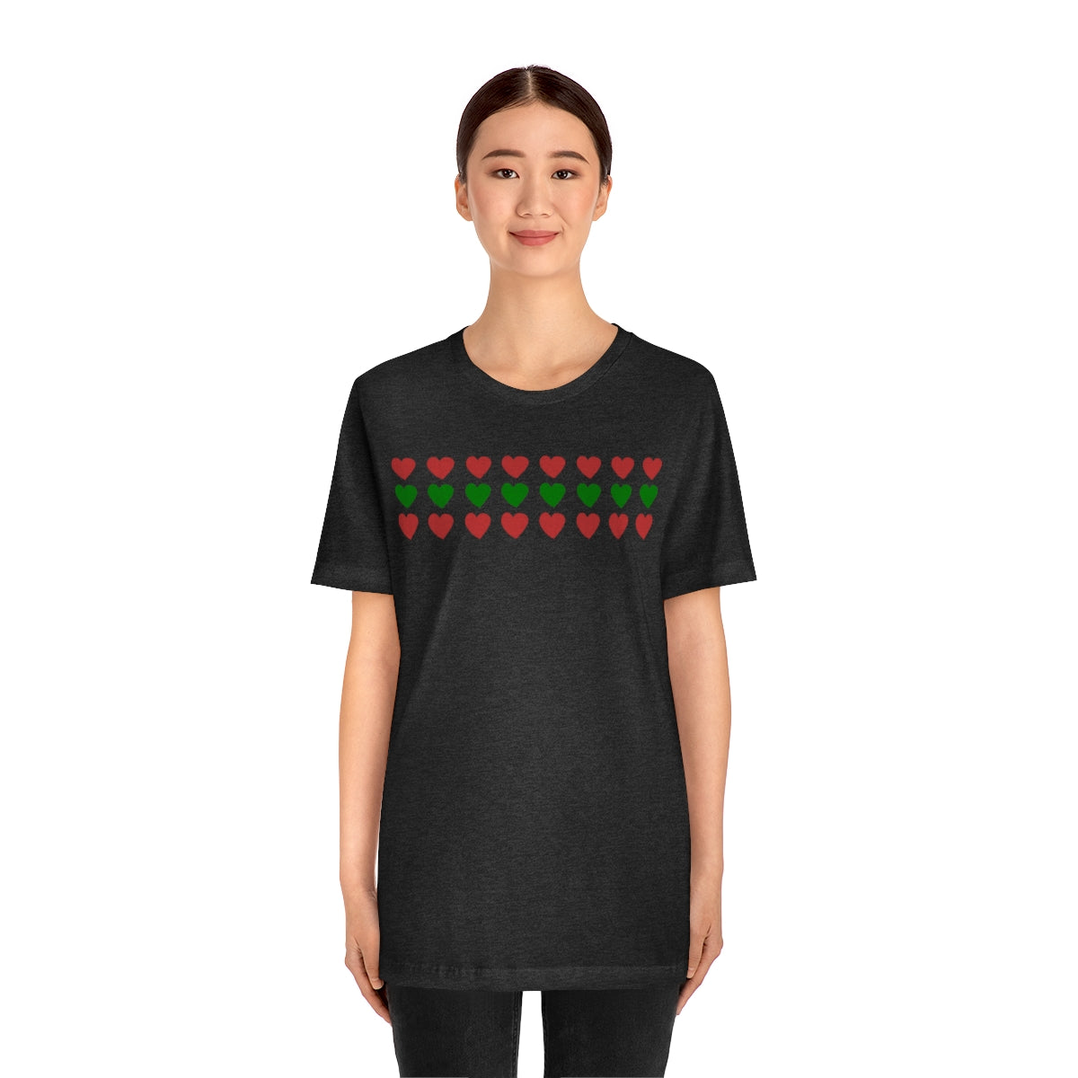 "Christmas Hearts" Unisex Jersey Short Sleeve Tee