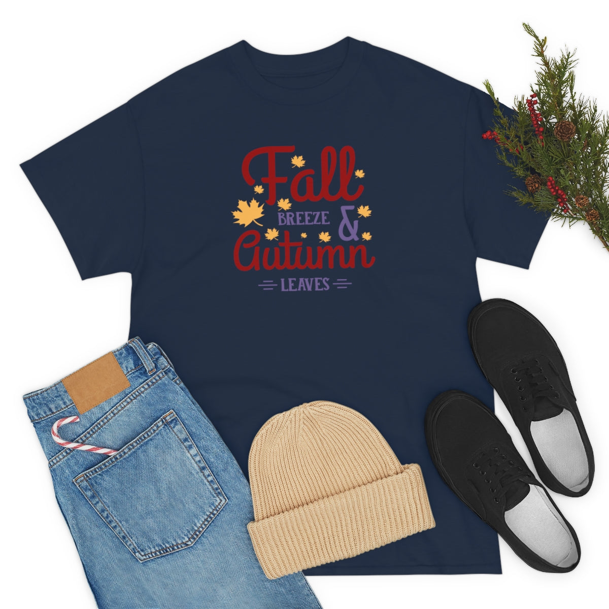 "Fall Breeze And Autumn Leaves" Unisex Heavy Cotton Tee