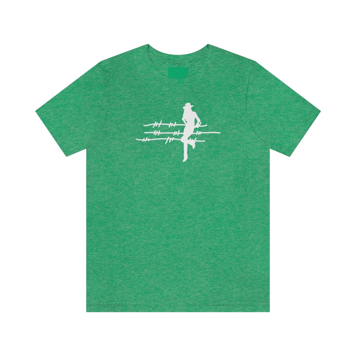 "On The Fence" (white image) Unisex Jersey Short Sleeve Tee