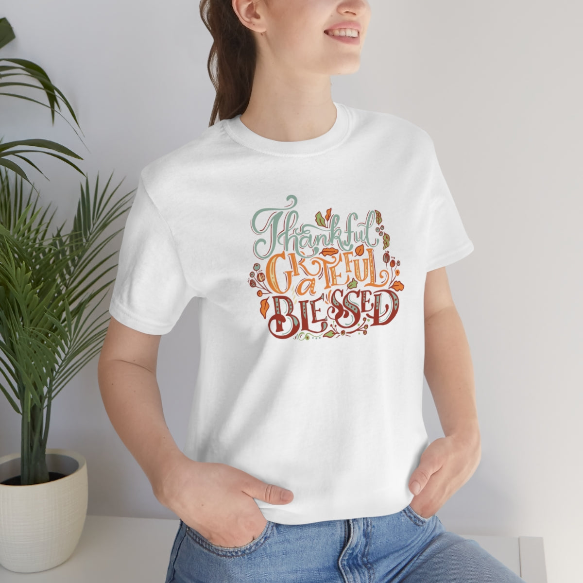 Thankful Grateful Blessed Unisex Jersey Short Sleeve Tee