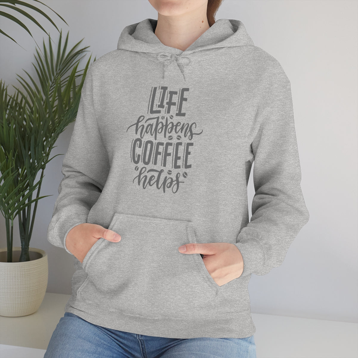 "Life Happens Coffee Helps" Unisex Heavy Blend™ Hooded Sweatshirt