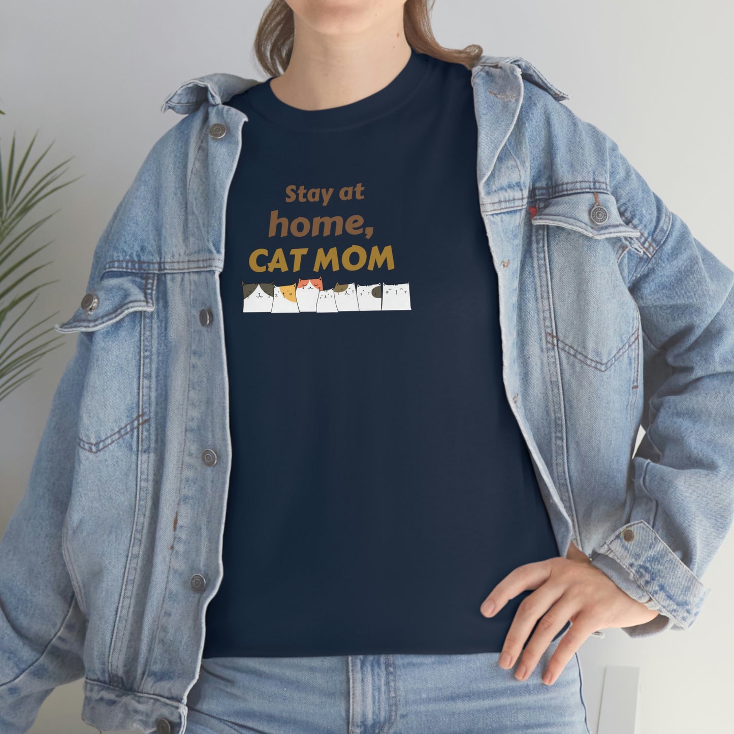 "Stay At Home Cat Mom" Unisex Heavy Cotton Tee