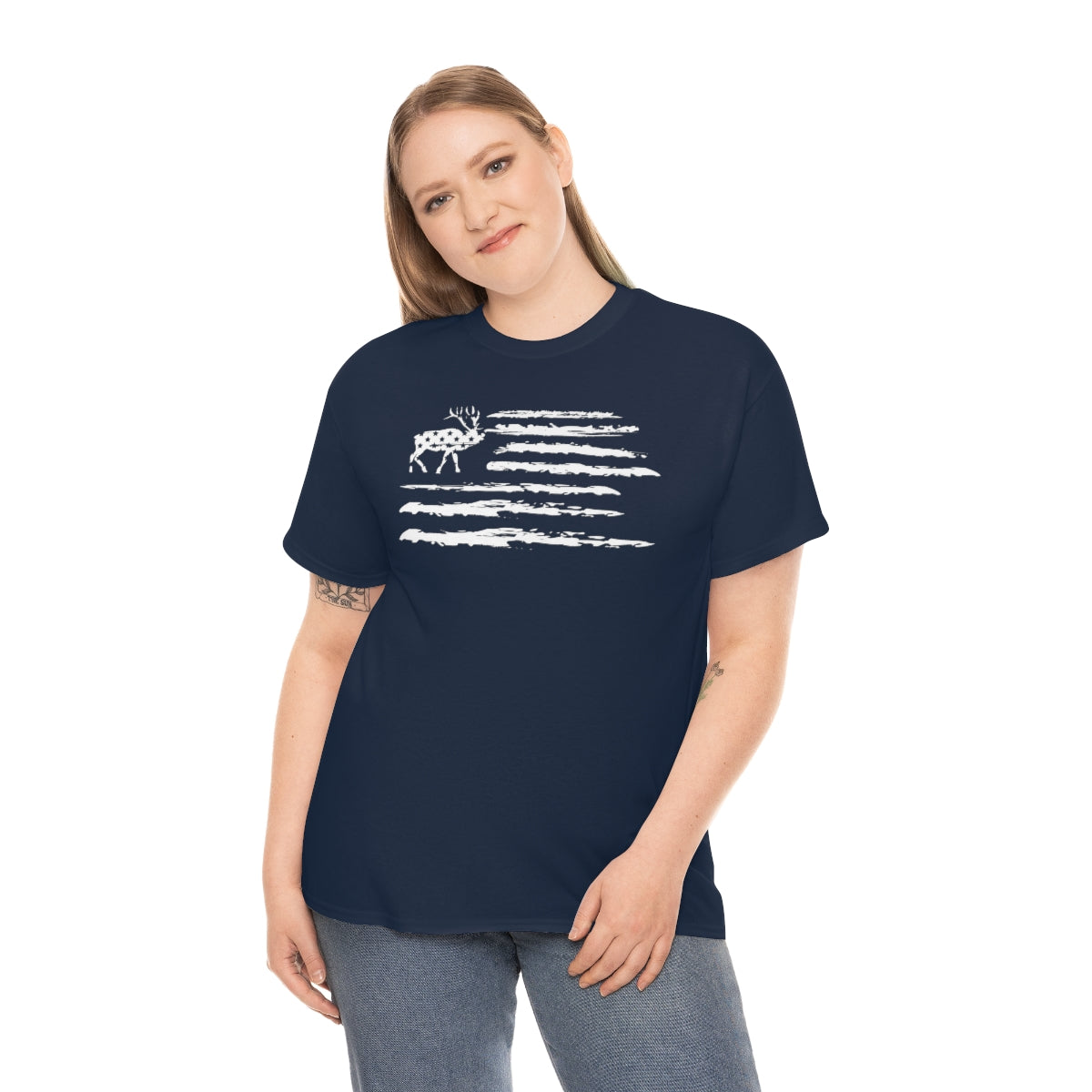 "White Deer Flag" Unisex Heavy Cotton Tee