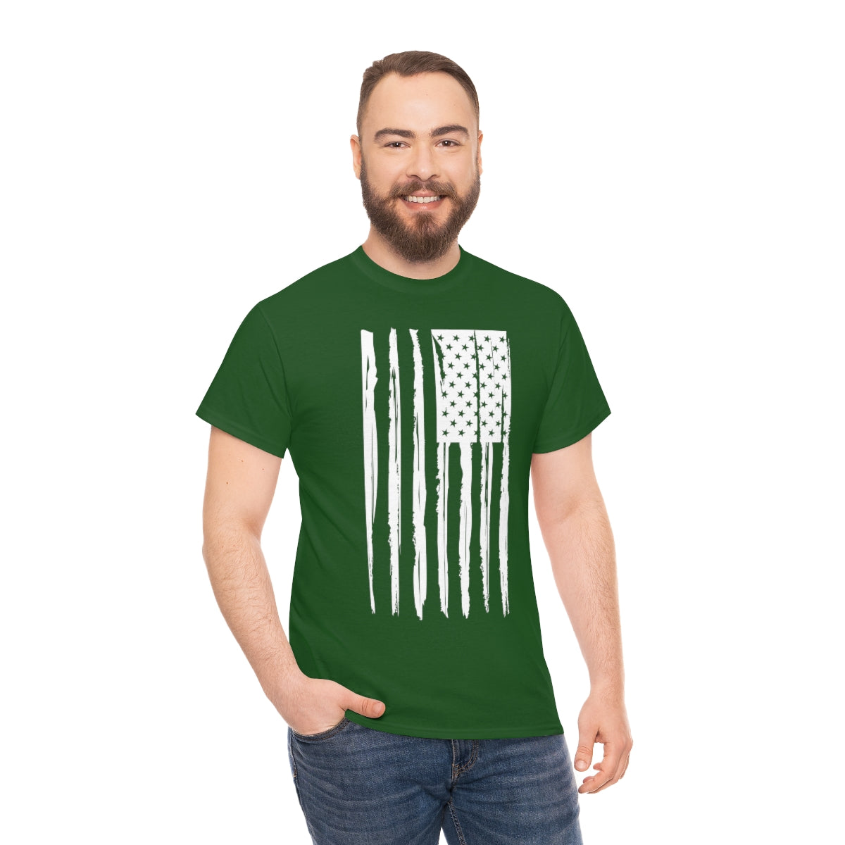 "White Vertical Flag" Unisex Heavy Cotton Tee