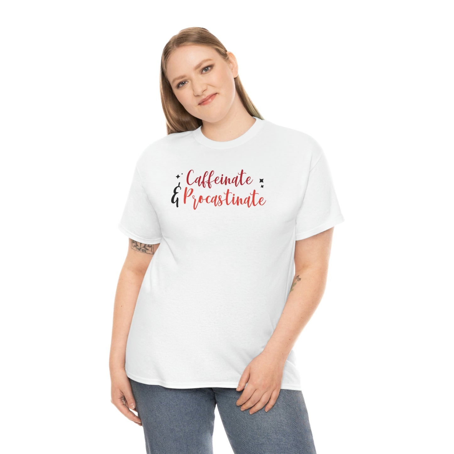 "Caffeinate & Procrastinate" Unisex Heavy Cotton Tee