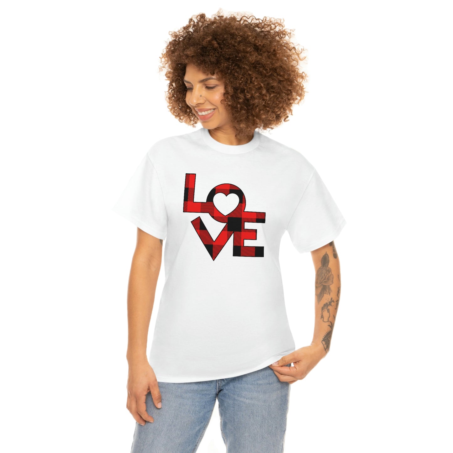 "Plaid LOVE" Unisex Heavy Cotton Tee