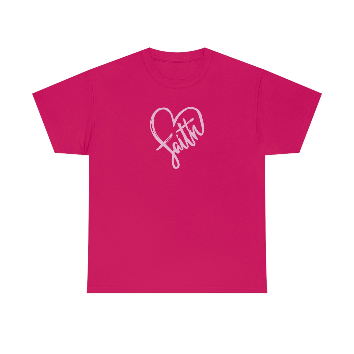 "Pink Faith Heart" Unisex Heavy Cotton Tee
