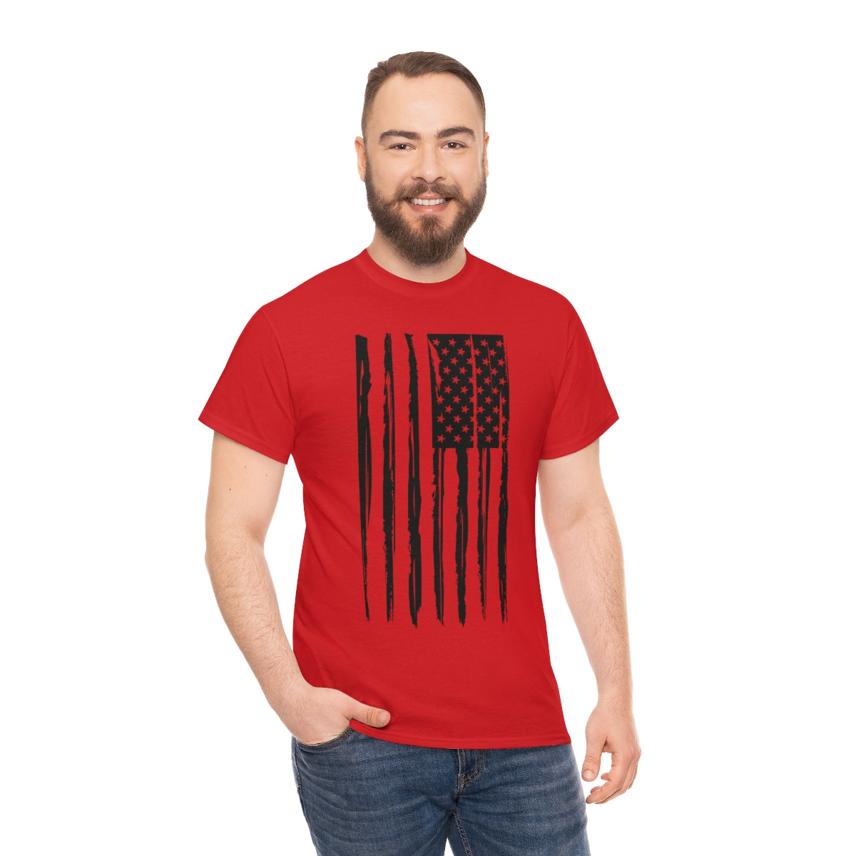 "Black Vertical Flag" Unisex Heavy Cotton Tee