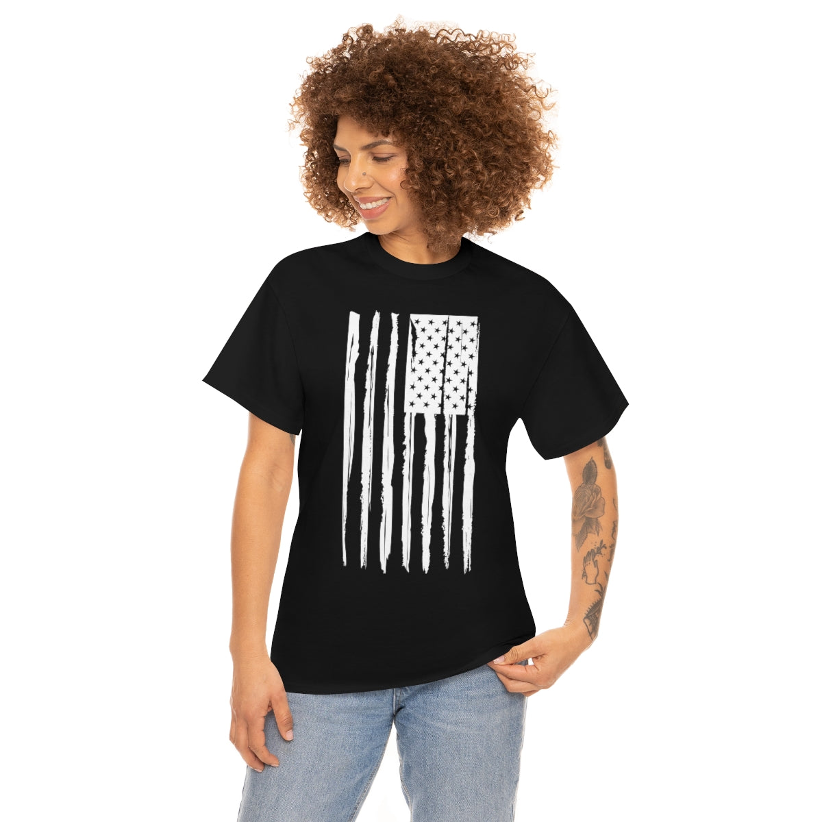 "White Vertical Flag" Unisex Heavy Cotton Tee
