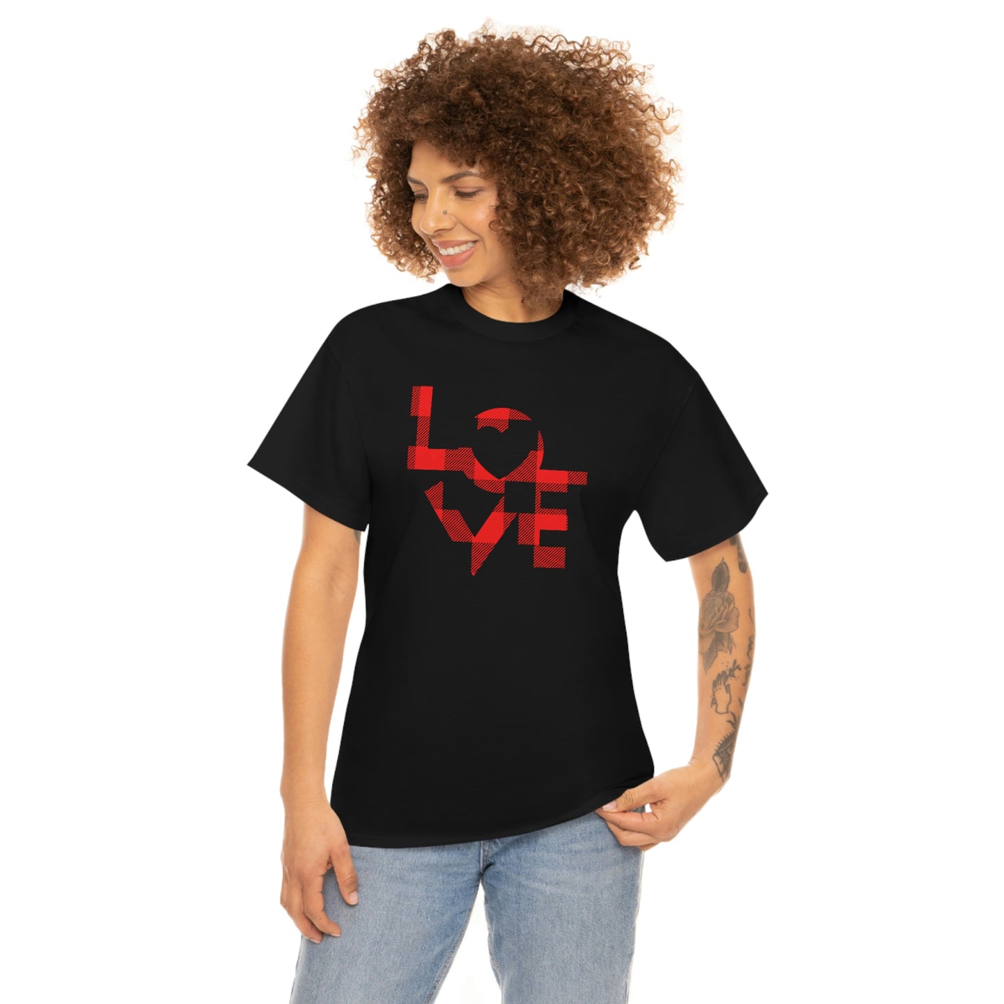 "Plaid LOVE" Unisex Heavy Cotton Tee