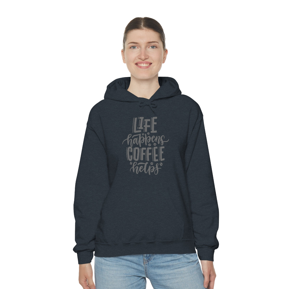 "Life Happens Coffee Helps" Unisex Heavy Blend™ Hooded Sweatshirt