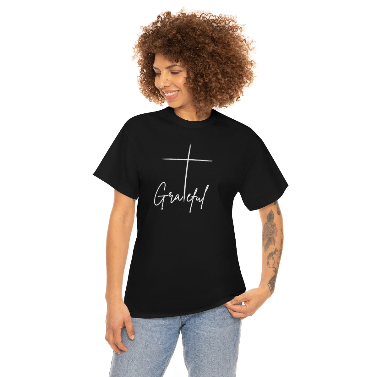 "Grateful Cross" Unisex Heavy Cotton Tee