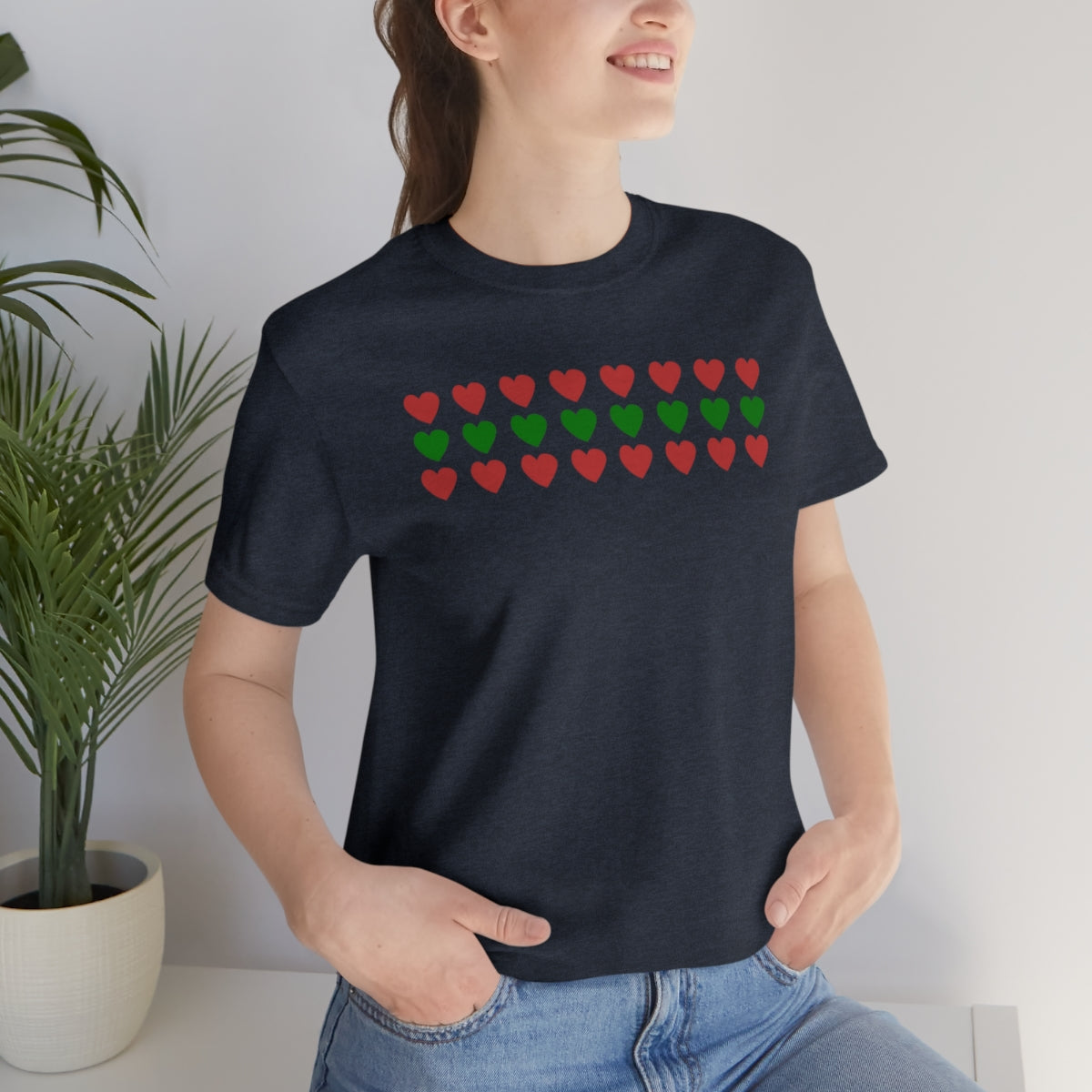 "Christmas Hearts" Unisex Jersey Short Sleeve Tee