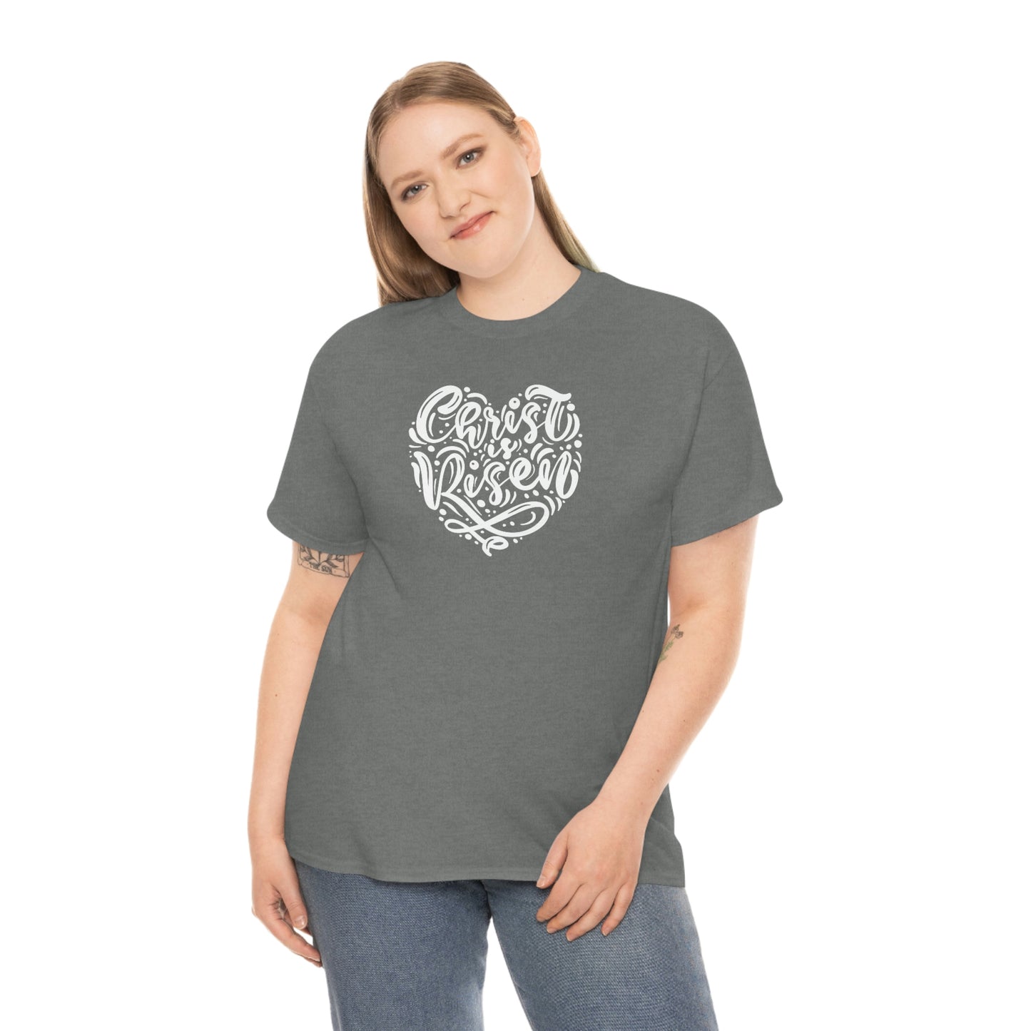 "Christ is Risen Heart" Unisex Heavy Cotton Tee