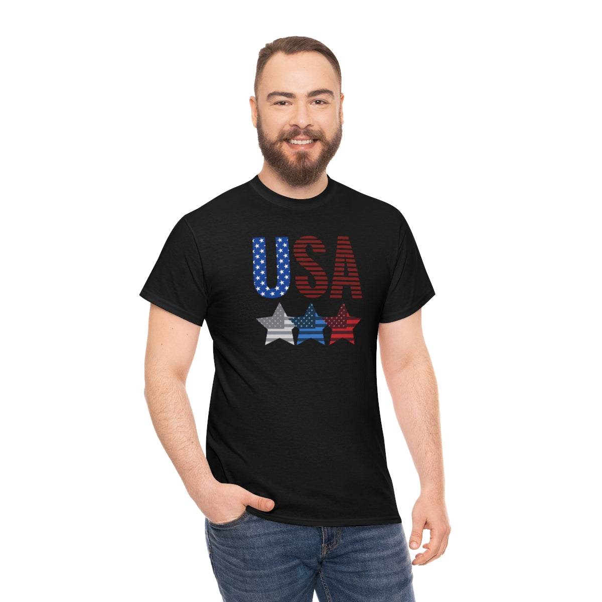 "USA Triple Stars" Unisex Heavy Cotton Tee