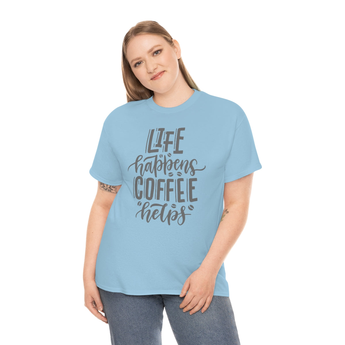 "Life Happens Coffee Helps" Unisex Heavy Cotton Tee