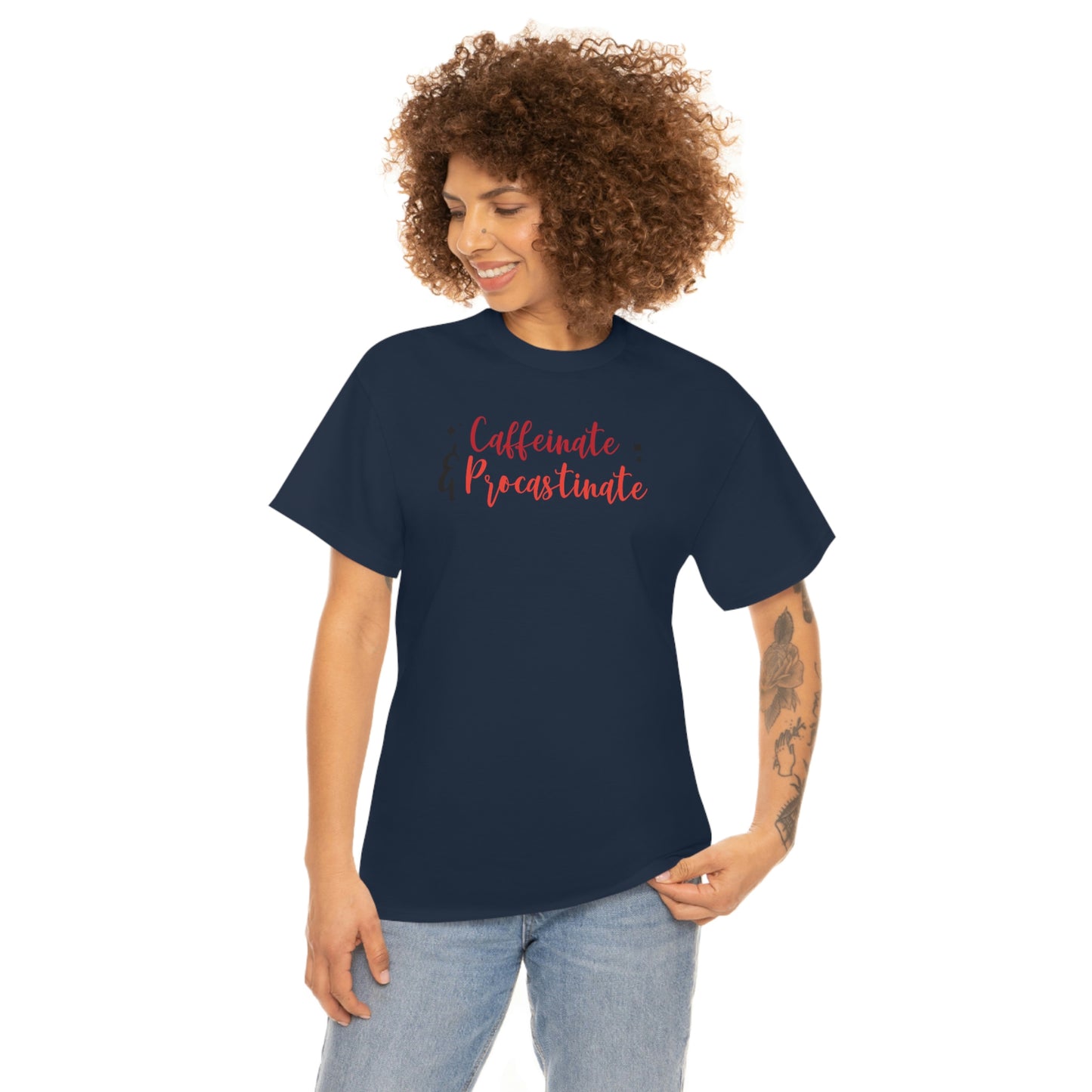 "Caffeinate & Procrastinate" Unisex Heavy Cotton Tee