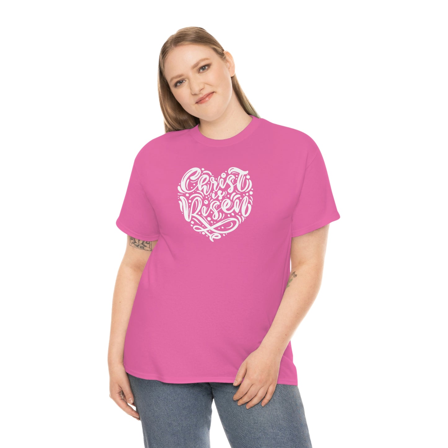 "Christ is Risen Heart" Unisex Heavy Cotton Tee