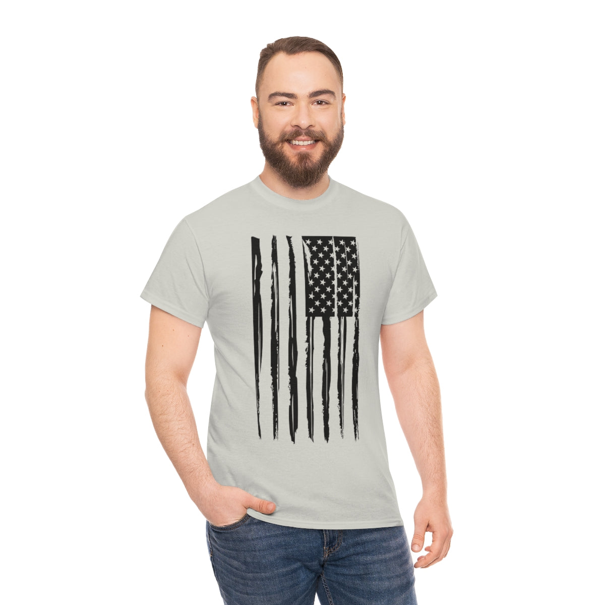 "Black Vertical Flag" Unisex Heavy Cotton Tee