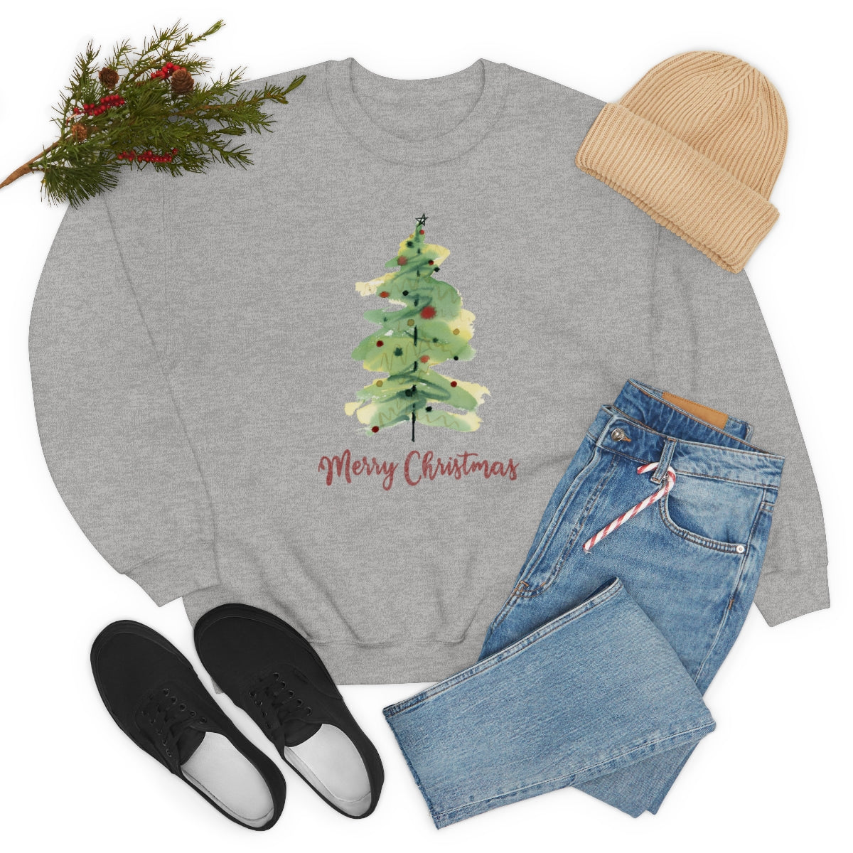 "Merry Christmas Tree" Unisex Heavy Blend™ Crewneck Sweatshirt