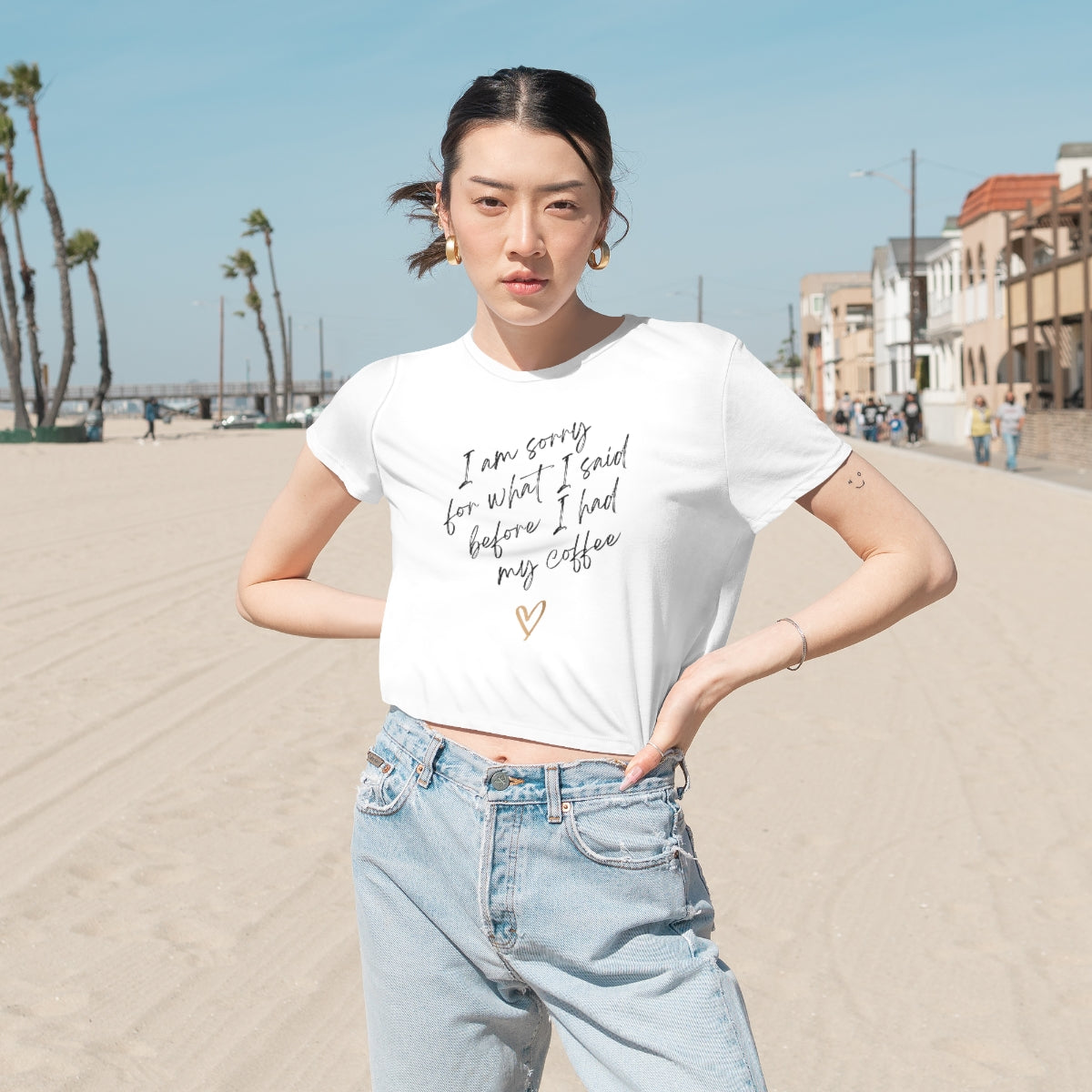 "Sorry For What I Said" Women's Flowy Cropped Tee
