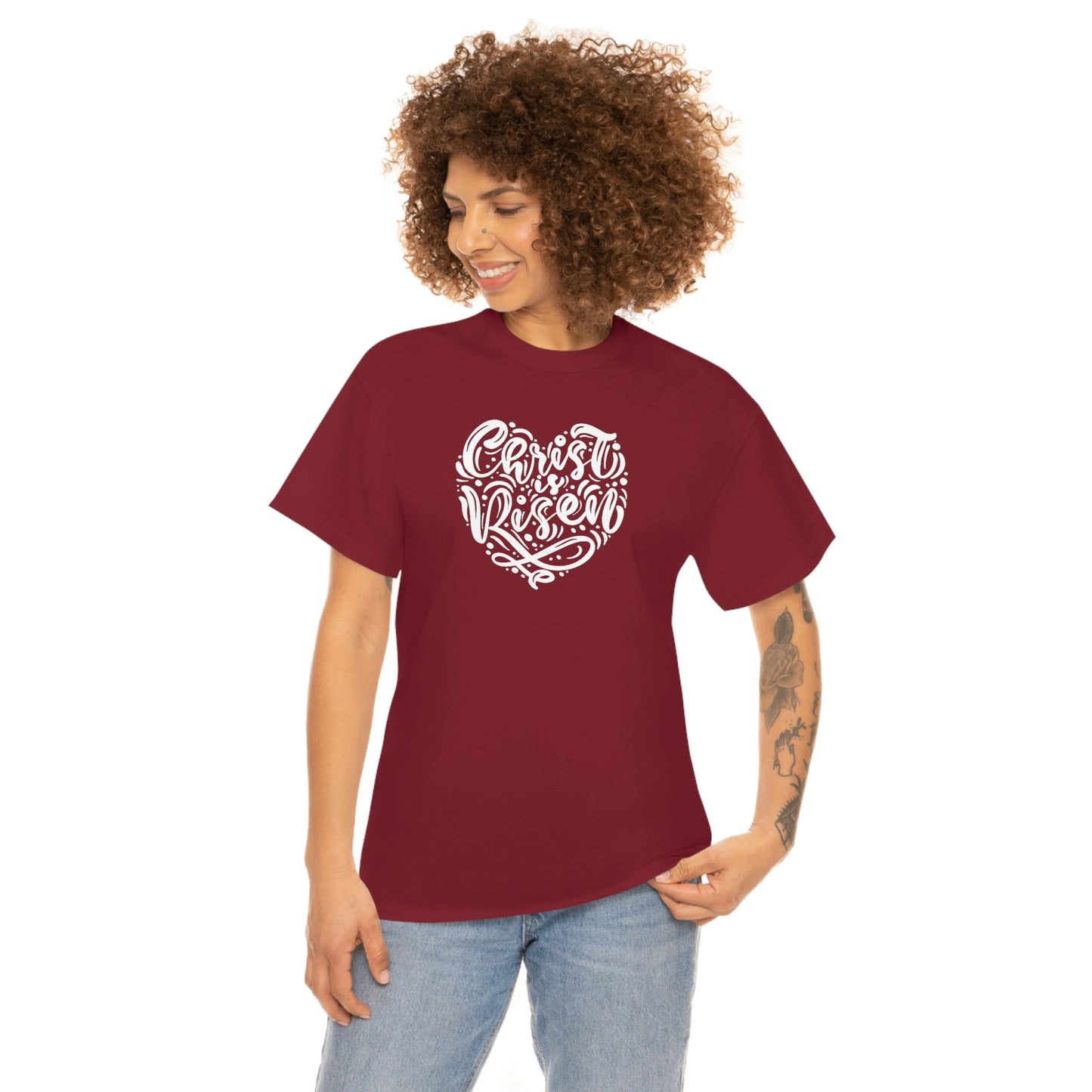 "Christ is Risen Heart" Unisex Heavy Cotton Tee