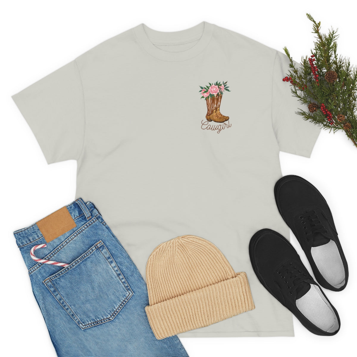 "Cowgirl/Herd That" Unisex Heavy Cotton Tee Front/Back Designs