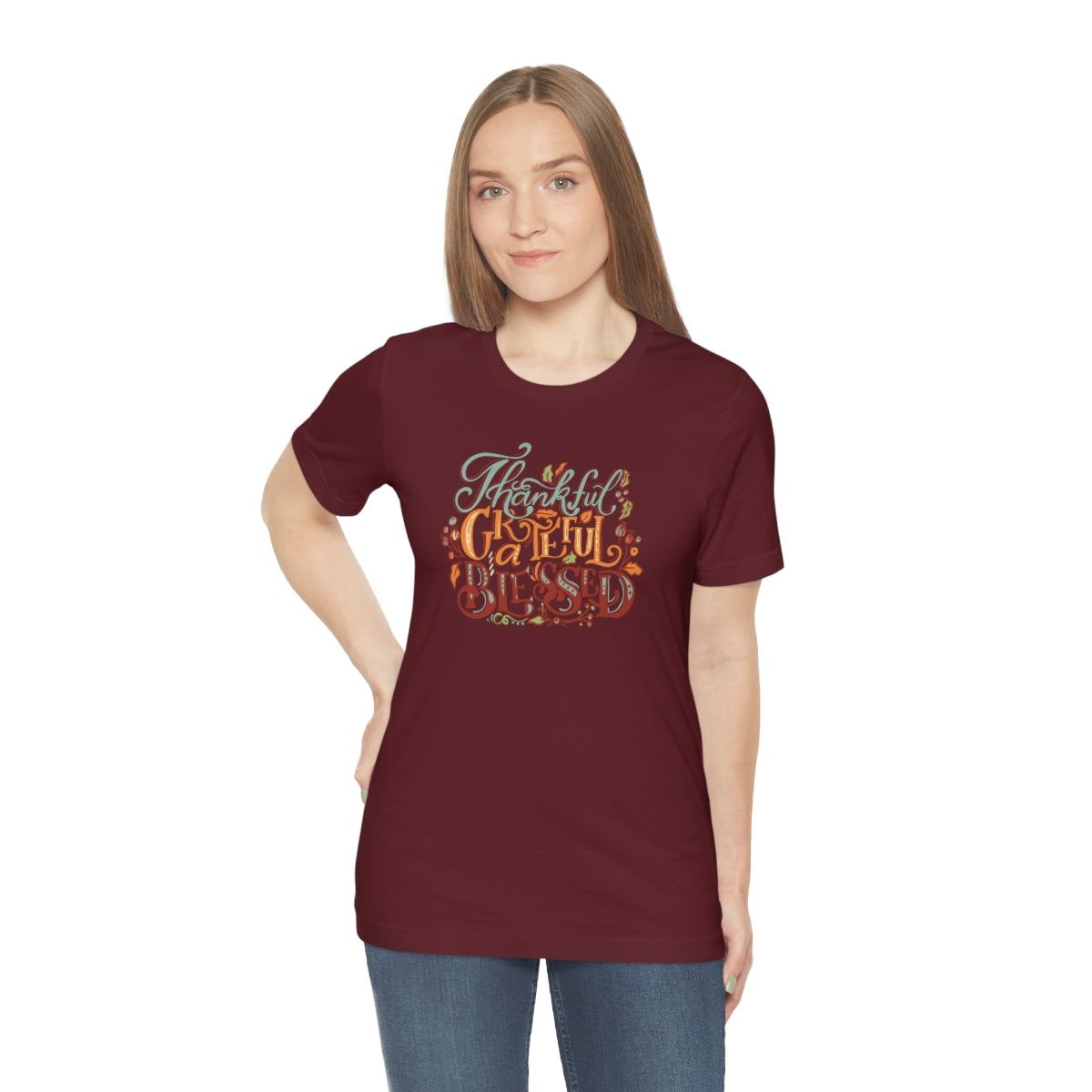 Thankful Grateful Blessed Unisex Jersey Short Sleeve Tee