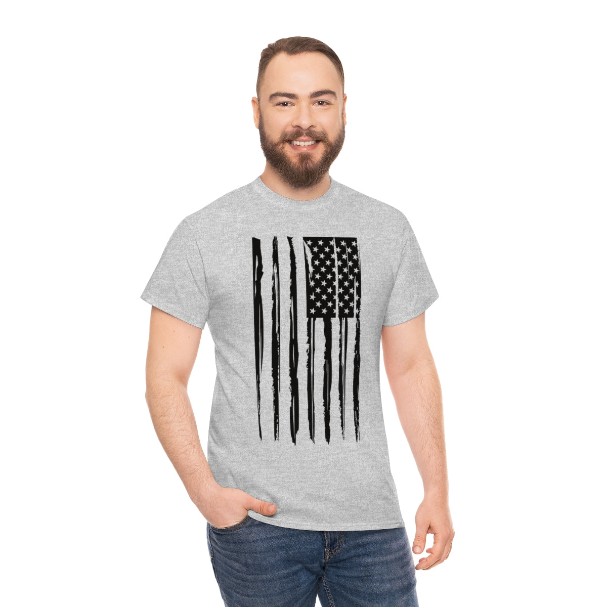"Black Vertical Flag" Unisex Heavy Cotton Tee