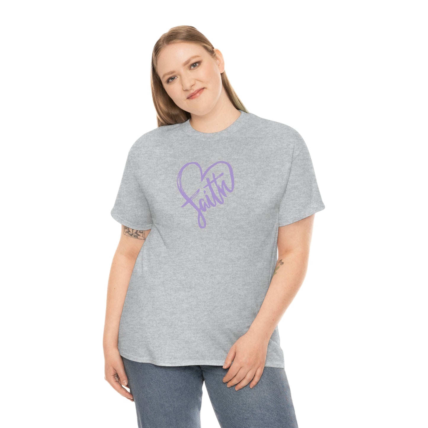 "Purple Faith Heart" Unisex Heavy Cotton Tee