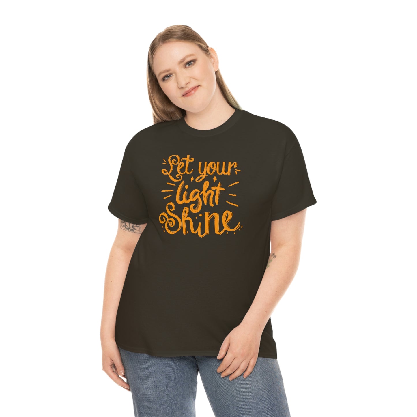 "Let You're Light Shine" (orange font) Unisex Heavy Cotton Tee