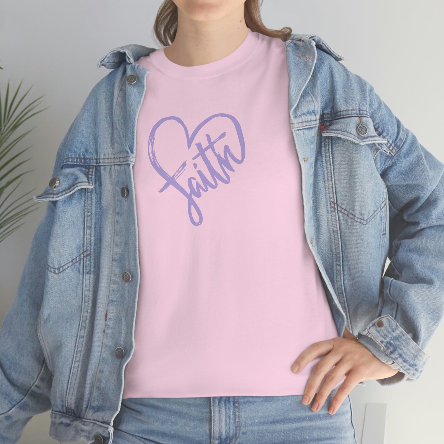 "Purple Faith Heart" Unisex Heavy Cotton Tee