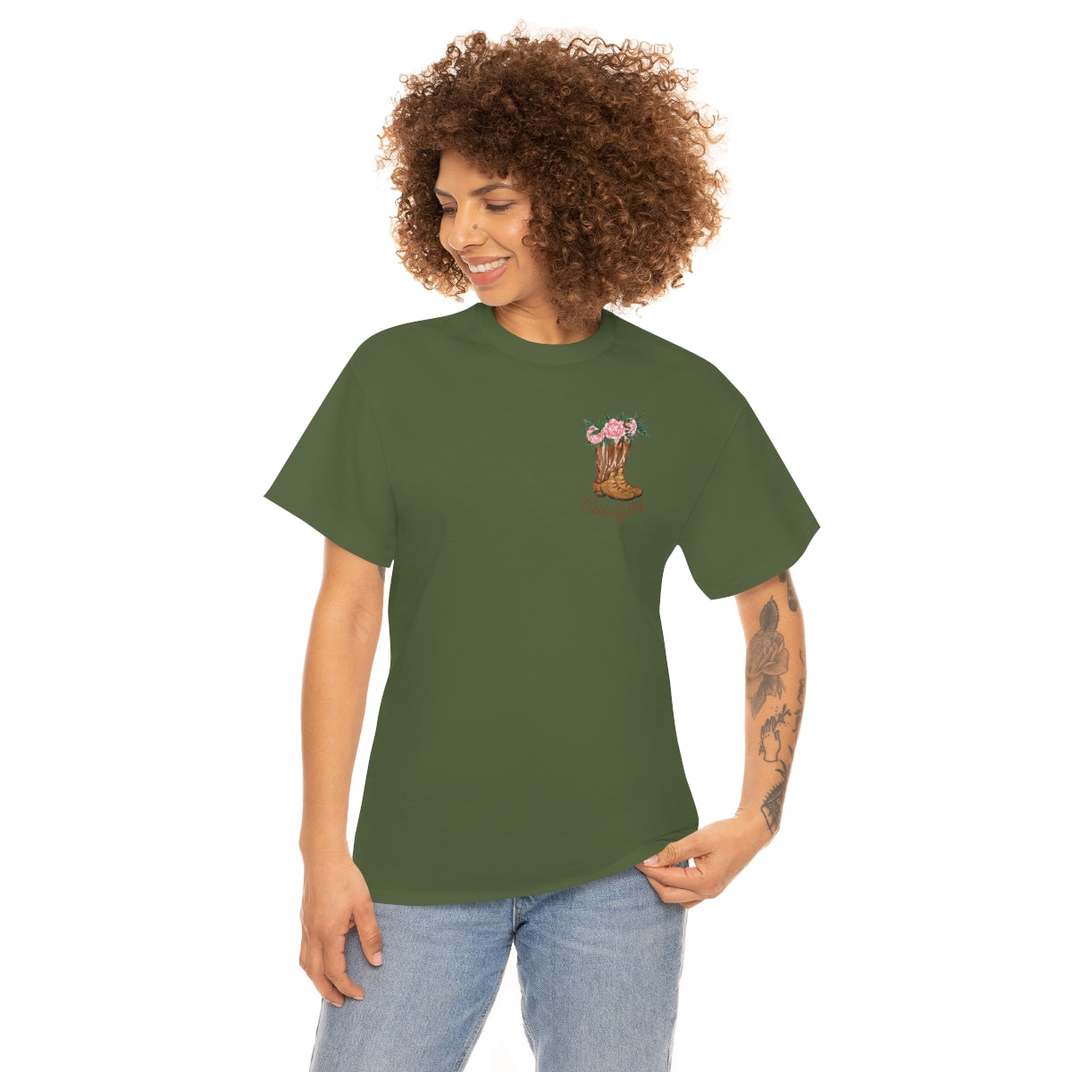 "Cowgirl/Herd That" Unisex Heavy Cotton Tee Front/Back Designs