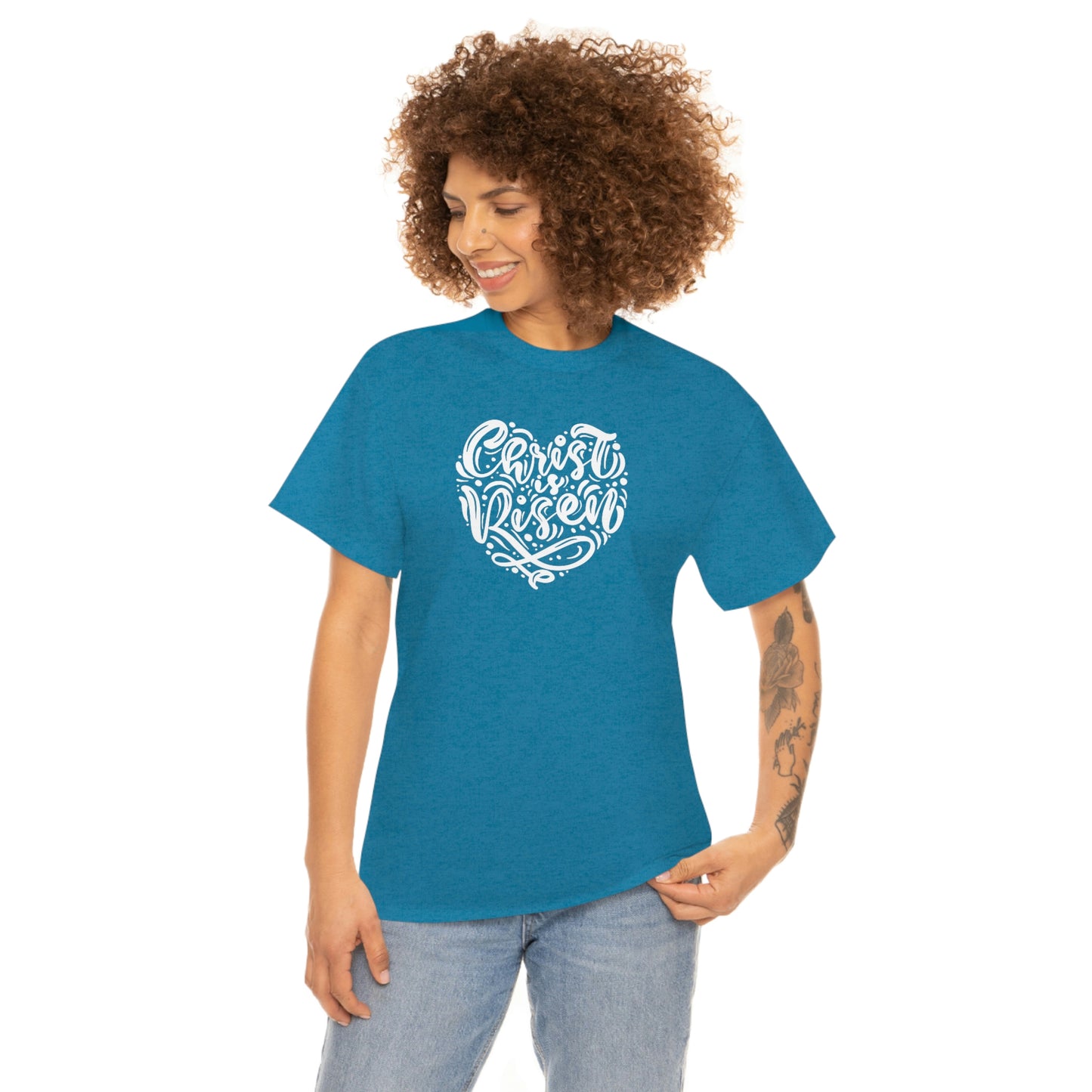 "Christ is Risen Heart" Unisex Heavy Cotton Tee