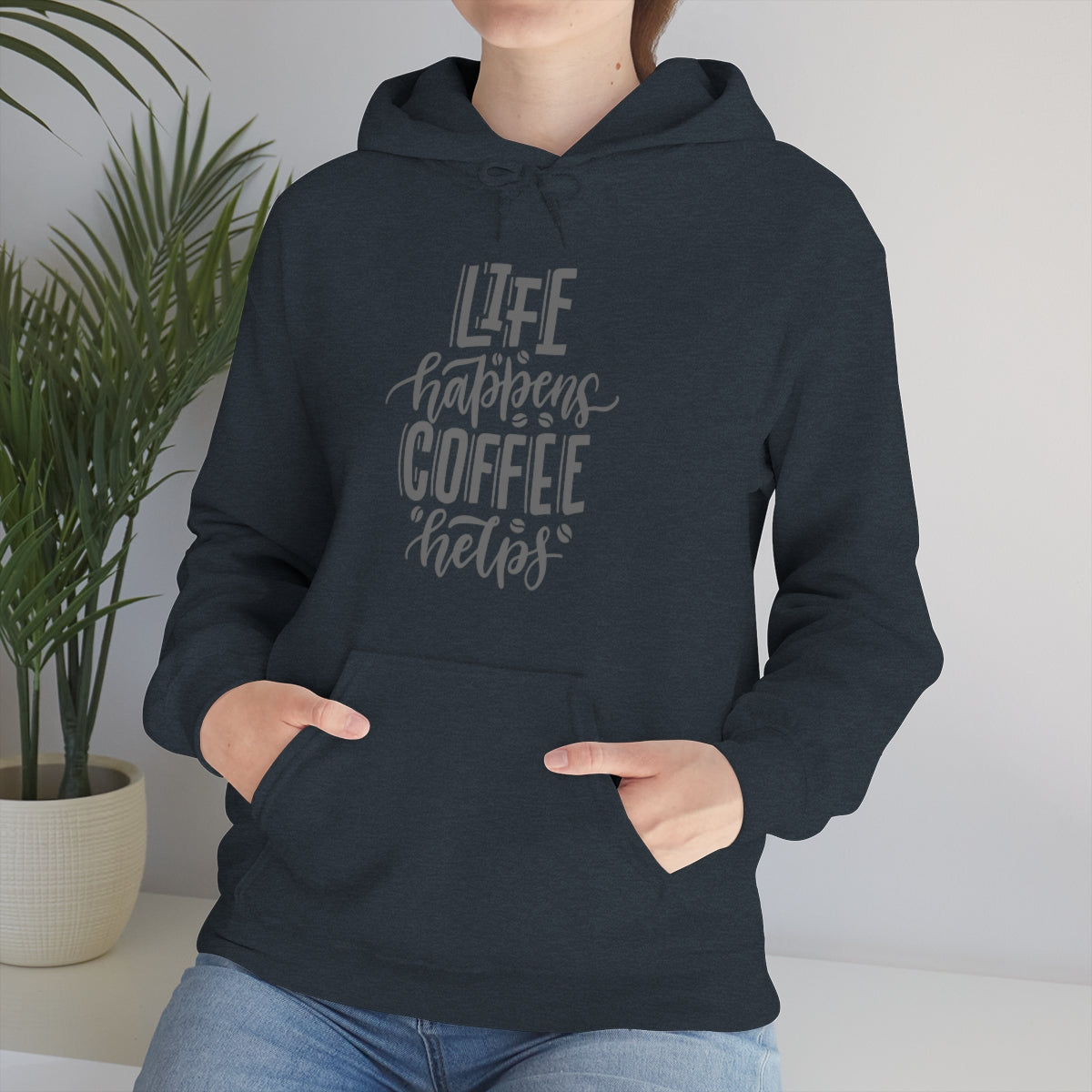 "Life Happens Coffee Helps" Unisex Heavy Blend™ Hooded Sweatshirt