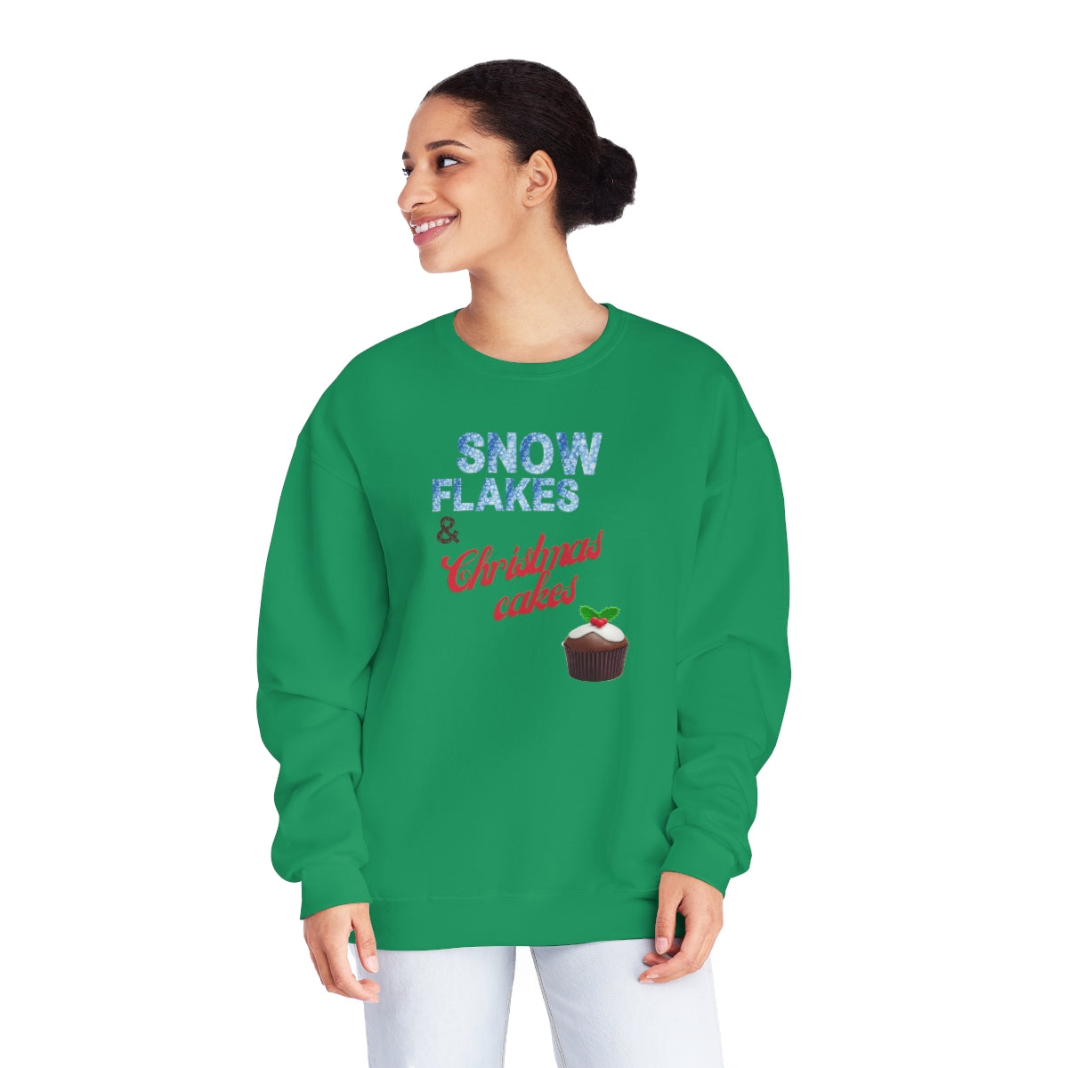 "Snow Flakes & Christmas Cakes" Unisex NuBlend® Crewneck Sweatshirt